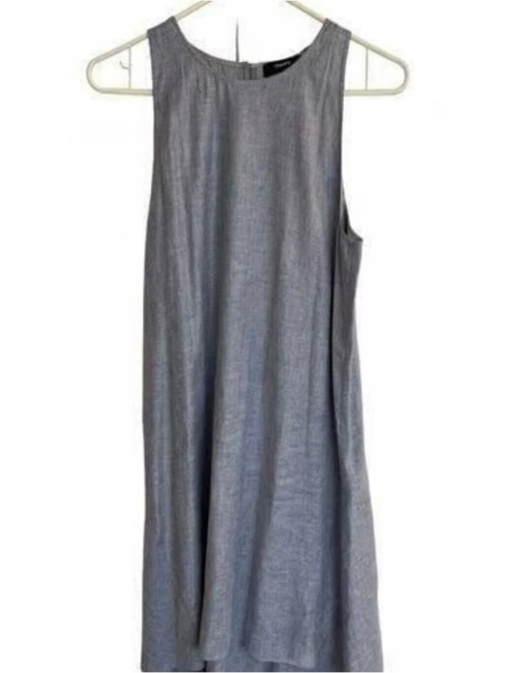 Theory Sleeveless Slate-Blue High-Low Linen Dress